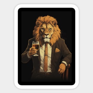 Funny Lion Beer Sticker